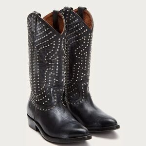 NWOB Frye Billy Stud Pull On Western Black Leather Boots